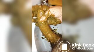 long dick smeared with shit cums