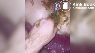 wretchedCunt being filled with shit like a pig