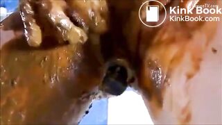 rubbing shit on her body fisting