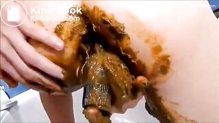 rubbing shit on her body fisting