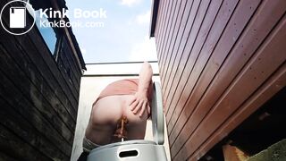 Crossdressed CD Girl Outside Pooping On The Potty