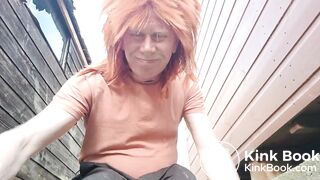 Crossdressed CD Girl Outside Pooping On The Potty