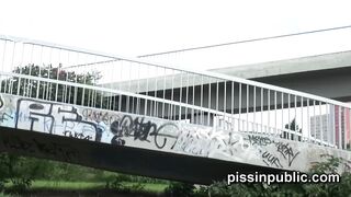 These girls had to emply their full bladders here and now