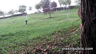 Chicks in need get a relief in nearby park letting us see their pissing