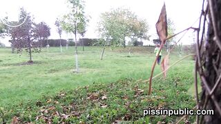 Chicks in need get a relief in nearby park letting us see their pissing