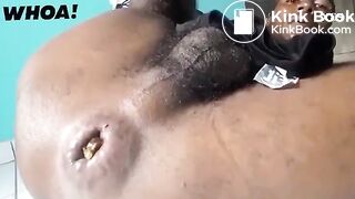 Black guy having a bowel movement