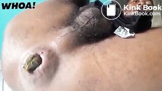 Black guy having a bowel movement