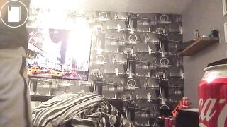 Guy pooping in his cap