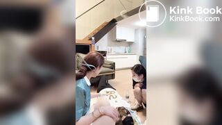 2 mistress 1 toilet slave - lots of shit