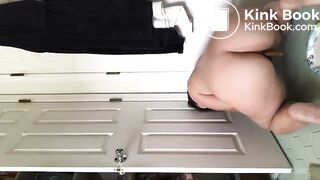 Big ass chubby girl farts before little poop