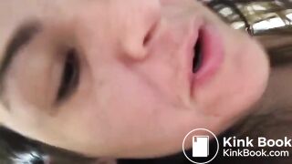 Big ass chubby girl farts before little poop