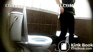 Woman has to runny big poop in job toilet