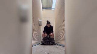 Hot as Babe Shits in Public Toilet