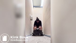 Hot as Babe Shits in Public Toilet