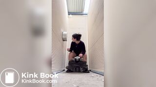 Hot as Babe Shits in Public Toilet
