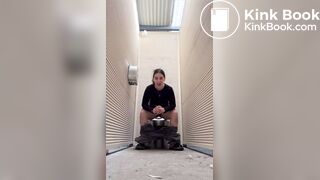 Hot as Babe Shits in Public Toilet