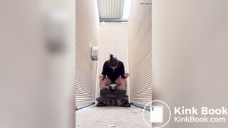 Hot as Babe Shits in Public Toilet