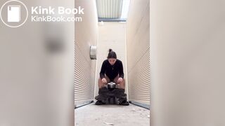 Hot as Babe Shits in Public Toilet