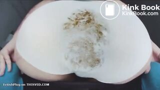Thick girl huge poop and spread in white panties