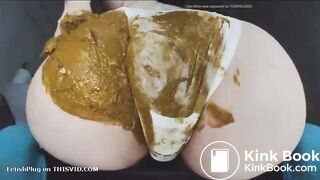 Thick girl huge poop and spread in white panties