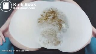 Thick girl huge poop and spread in white panties