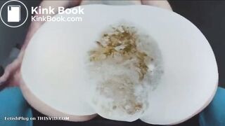 Thick girl huge poop and spread in white panties