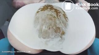 Thick girl huge poop and spread in white panties