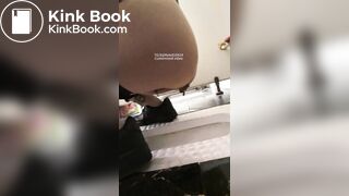 Girl pooping in public toilet - video 14