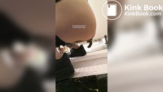 Girl pooping in public toilet - video 14
