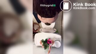 Sexy chick takes a dump overhead view