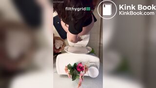 Sexy chick takes a dump overhead view