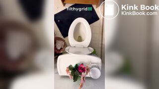 Sexy chick takes a dump overhead view