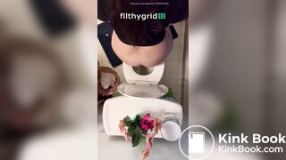 Sexy chick takes a dump overhead view