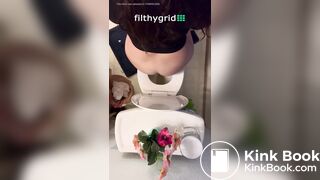 Sexy chick takes a dump overhead view