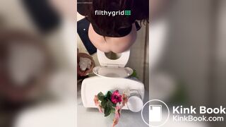 Sexy chick takes a dump overhead view