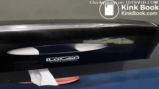 Runner girl almost didn't make it in public toilet