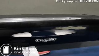 Runner girl almost didn't make it in public toilet