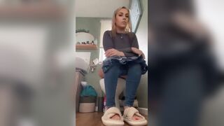 Sexy body girl explosive runny diarrhea in home toilet