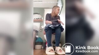 Sexy body girl explosive runny diarrhea in home toilet