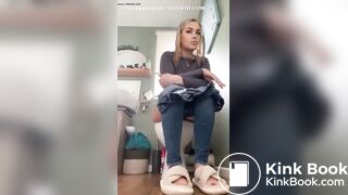 Sexy body girl explosive runny diarrhea in home toilet