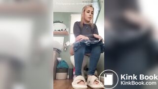 Sexy body girl explosive runny diarrhea in home toilet