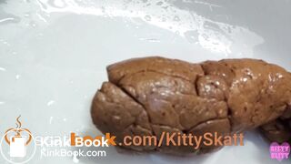 Stinky turd into toilet