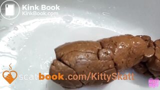 Stinky turd into toilet