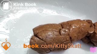 Stinky turd into toilet