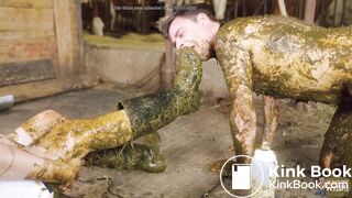 Mistress Marlena Dominating Her Slave in cowshit