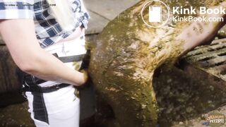Mistress Marlena Dominating Her Slave in cowshit