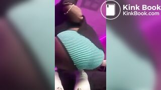 Sexy Hot Black Girl Pointy Striped Blue Panty Poop