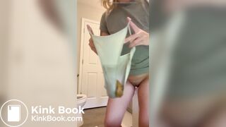 This mom poops her panties in her bathroom