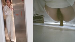 Sexy lady pooping in the toilet