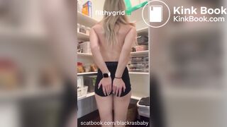 Panty poop while cleaning